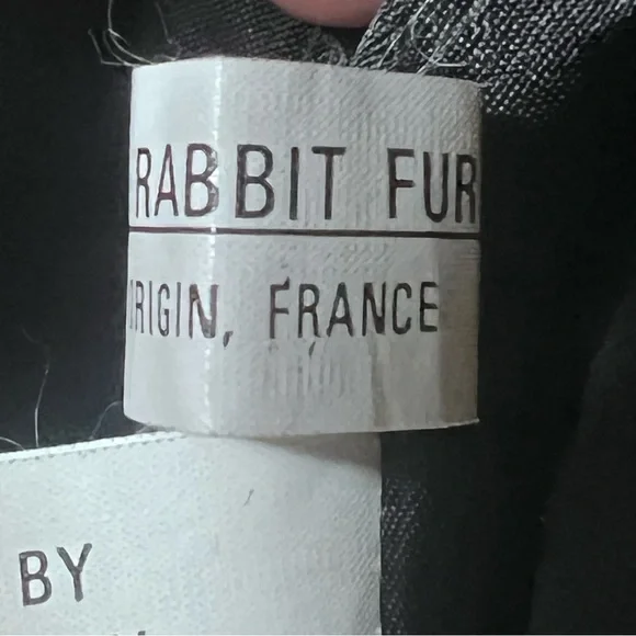 Rabbit Fur Zip Up Mob Wife Fur Coat With Tail Tassels Black M - Picture 15 of 15